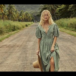 EEUC Doen Asheville Dress in Green Cottage Daisy Floral XL